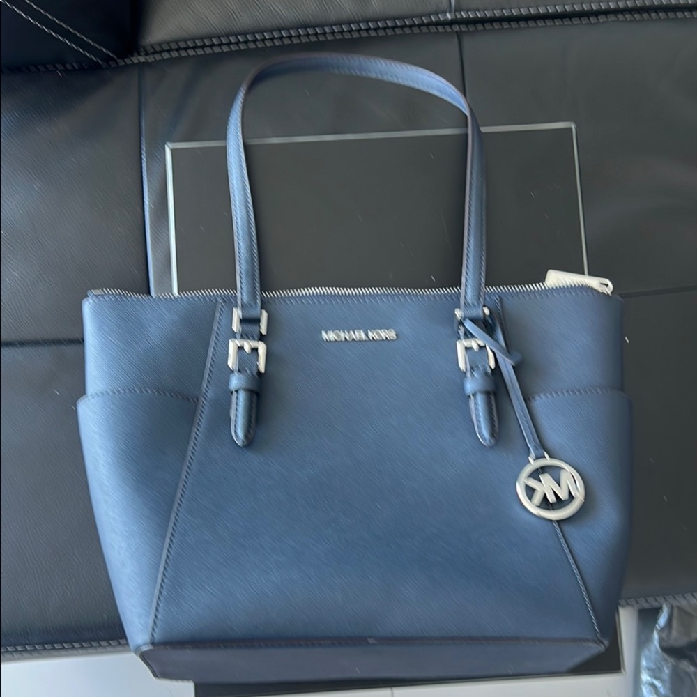 Michael Kors Blue Saffiano Leather Tote